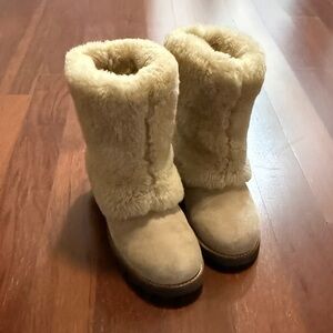 UGG Tan Fur-Lined Ankle Boots